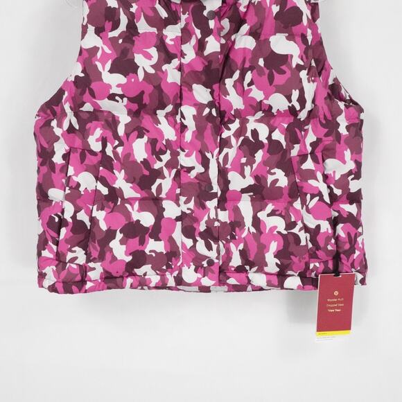 Lululemon Vest Womens Size 8 Pink Camo Wunder Puff Cropped Hooded Down New - Picture 3 of 16